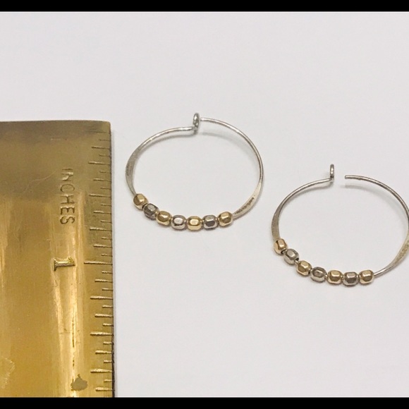 Silver Hoop Earrings with Tiny Beads - Picture 3 of 3